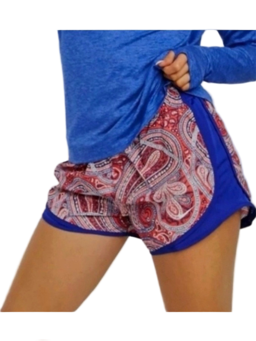 🧸NIKE Tempo printed paisley running shorts blue &red size M GUC